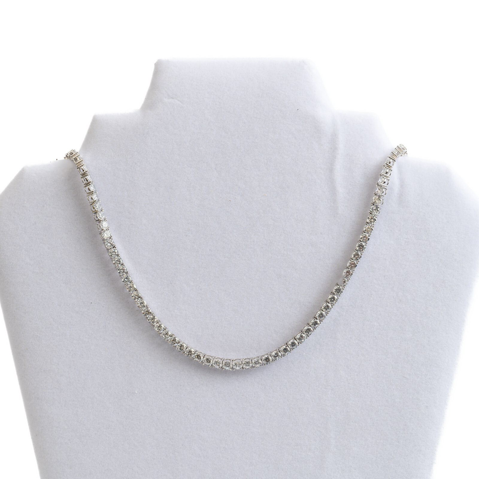 30-40CTTW Lab Created Tennis Necklace, Silver, VVS, D-Color, CD002