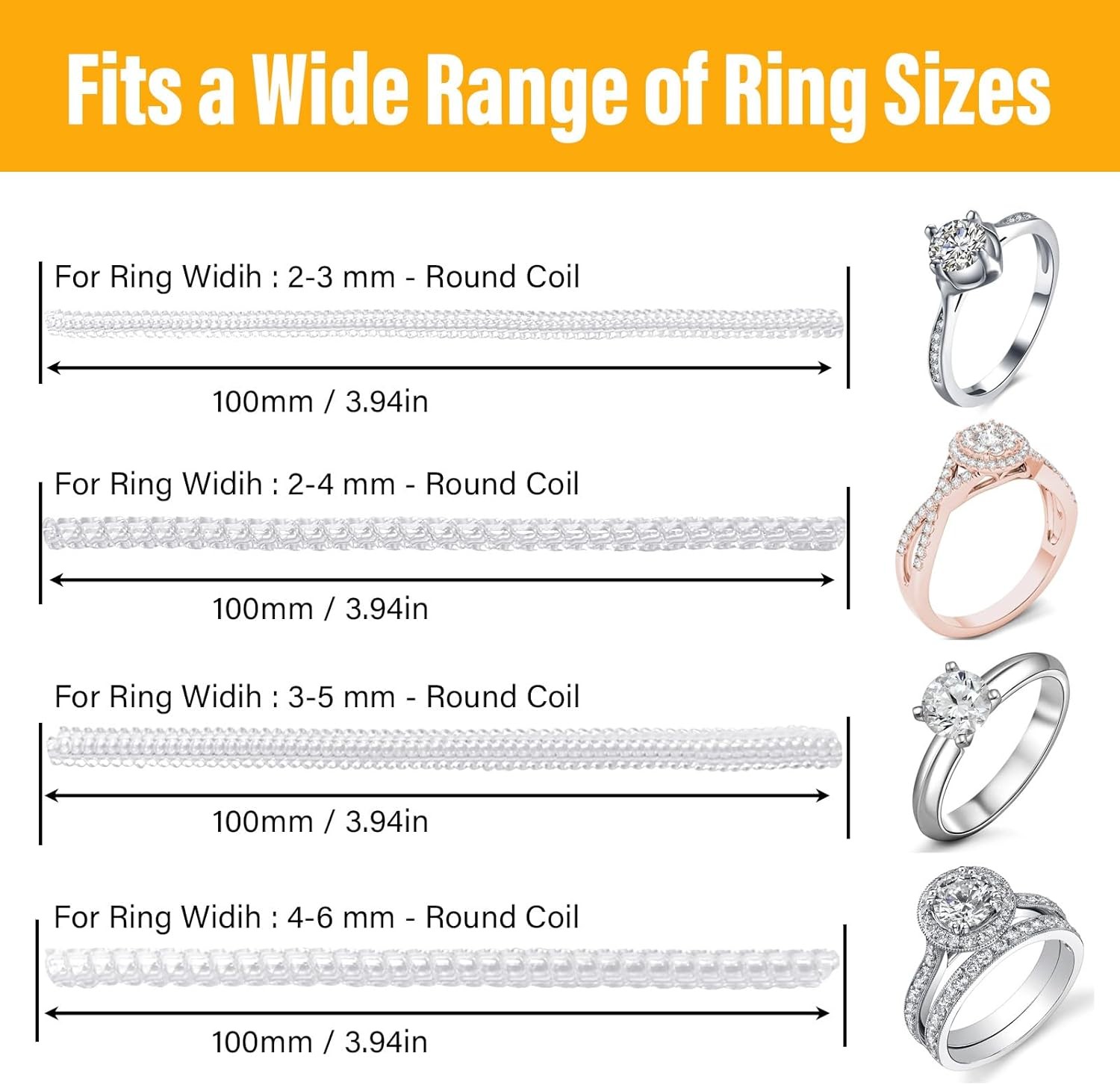 Ring Sizers for Loose Rings, 12 Packs Ring Guards & 1 Ring Sizer Belt, Ring Size