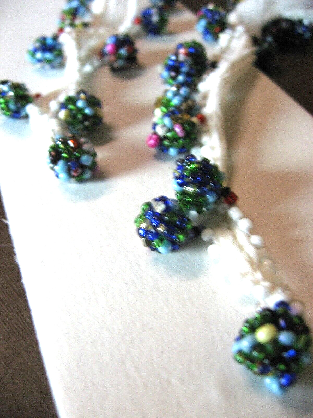 Chan Luu Scarf Skinny Tie White Sheer Organza Gumball Beading Bright Colors NWT