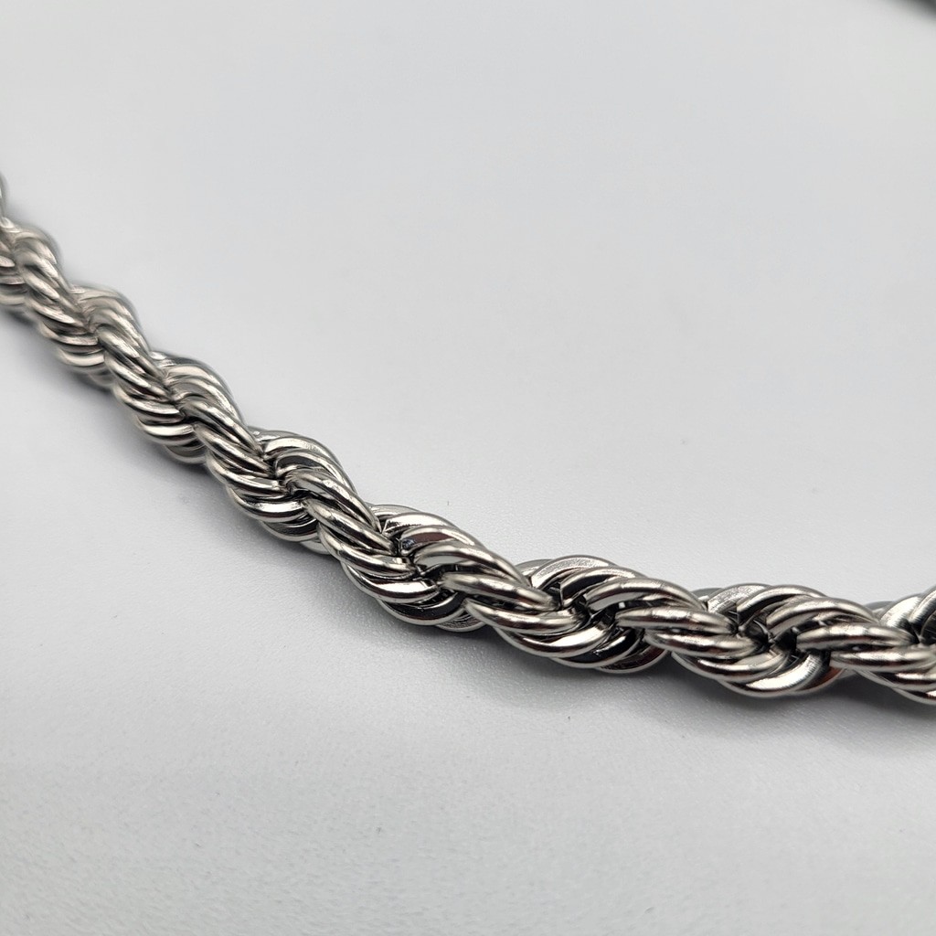 Men’s Stainless Steel Twisted Braided Rope Chain Necklace – 21″ – NWOT