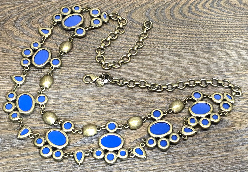 J Crew Necklace Statement Bib Faceted Blue Acrylic