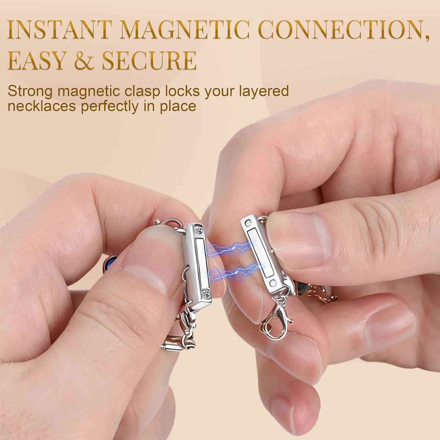 Silver Plated Necklace Extender Magnetic Separator Clasp Layering Necklace