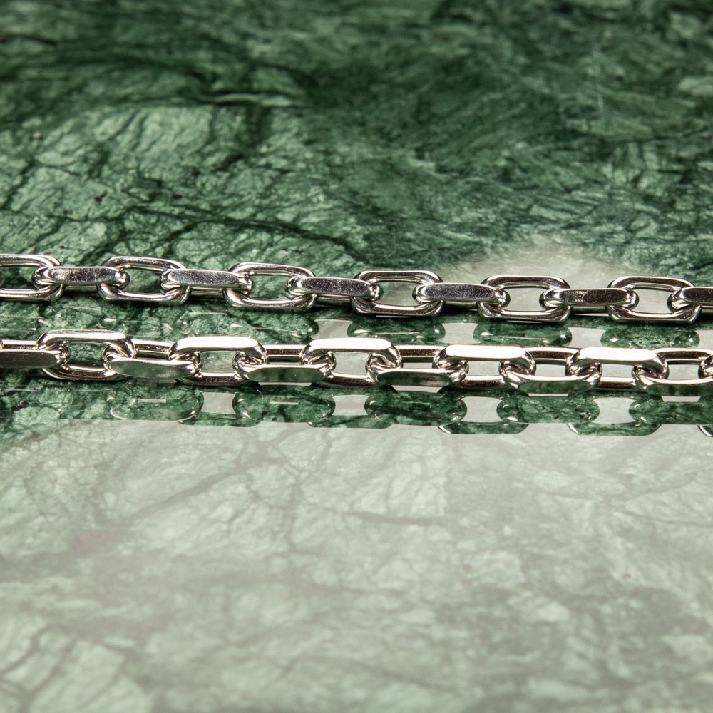 Solid White Gold Plated 316 Stainless Steel 8MM Rolo Hermes Link Chain Necklace