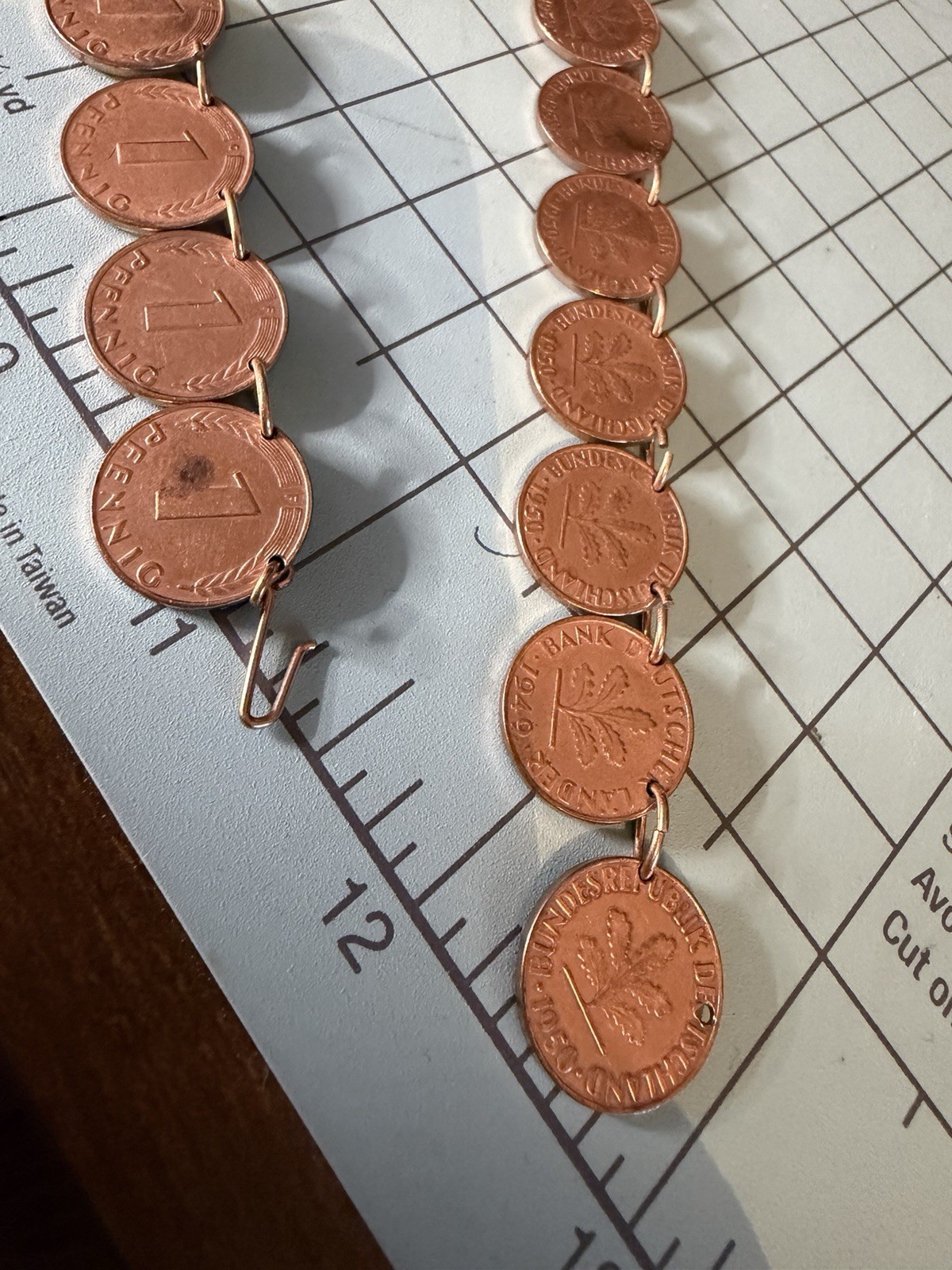 Vintage 1950 Germany 1 Pfennig Coin Necklace – 30 Inches!