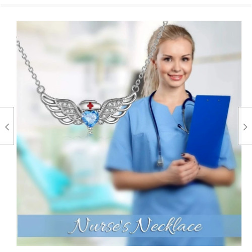 ANGEL NURSE RN DR HEALTH WING CRYSTAL HEART pendant German Silver 22″ Necklace