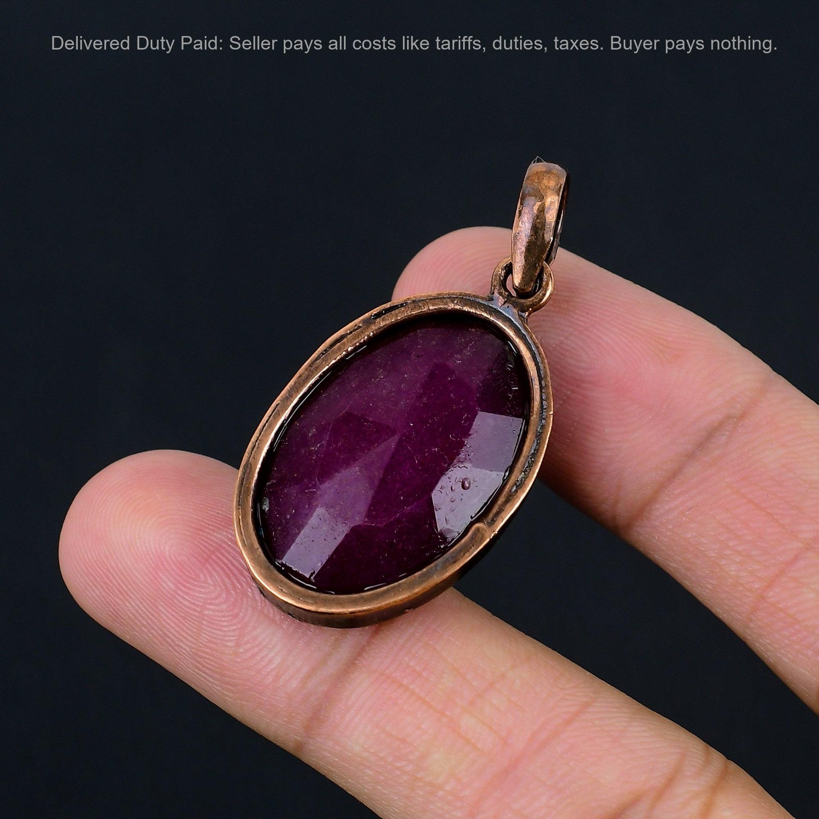 Copper Natural Kashmir Rubi New Electroformed Sister Handcrafted Pendant Jewelry