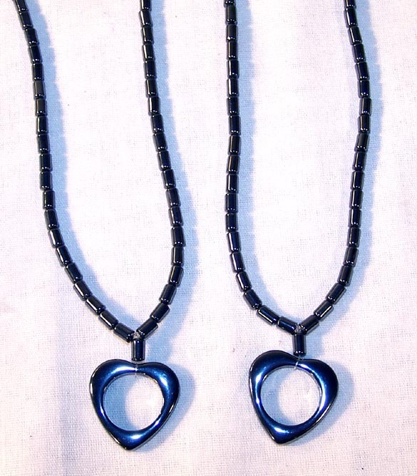 2 HEART HEMATITE NECKLACES stones healing jewelry gift men womens necklace new