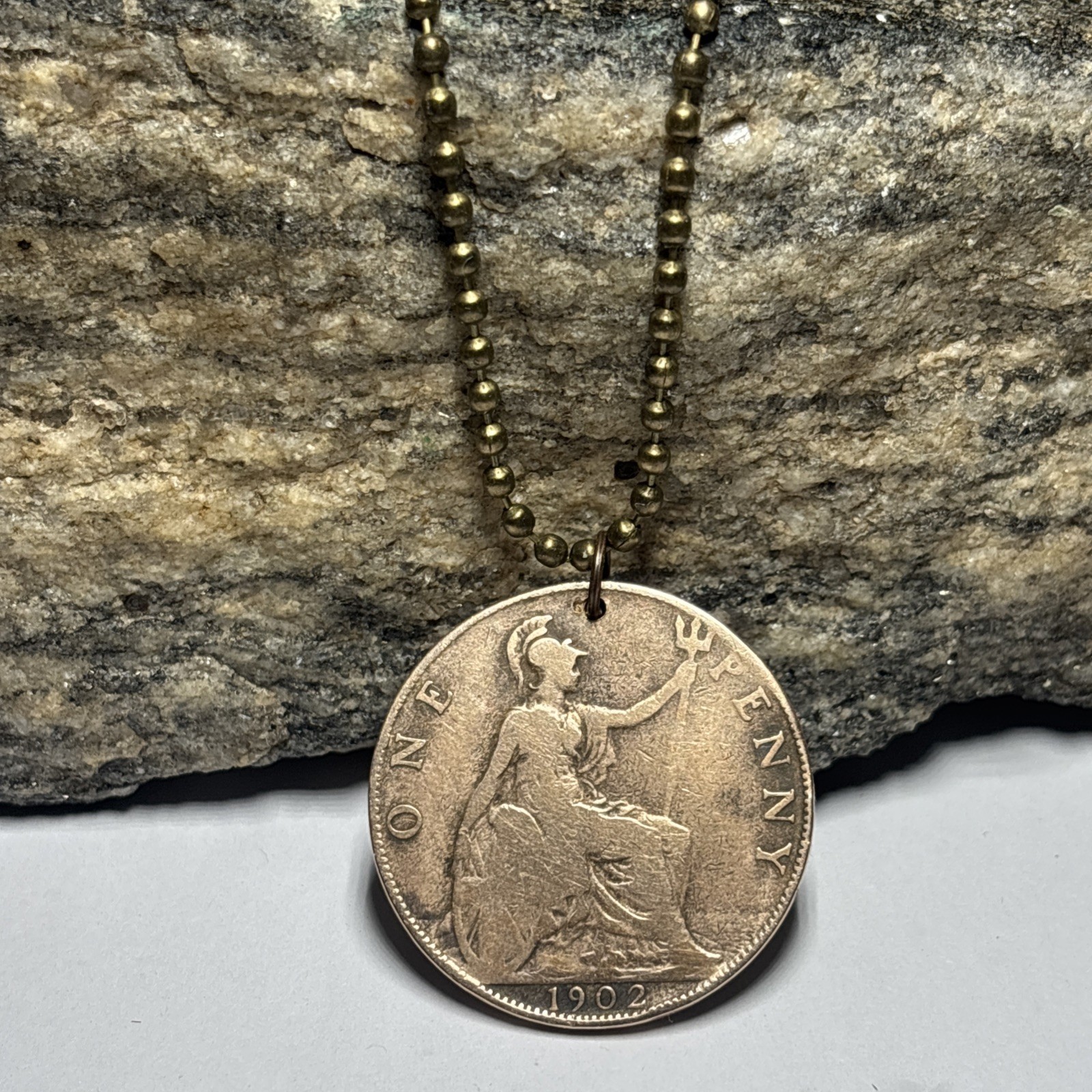 1902 UK Britain Antique Coin Pendant 1st Year After Victoria. Wear History!