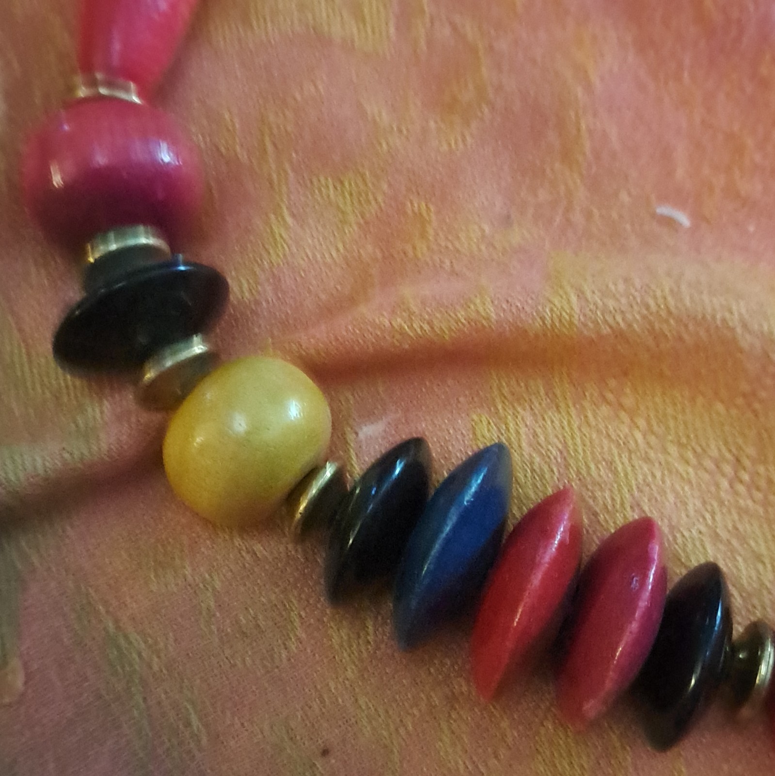 Multicolor Wood Beaded Necklace Strand, Bead Chain, No Stone