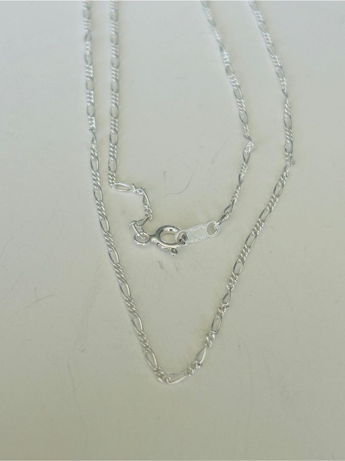 New Taxco Mexico 925 Sterling Silver Figaro Necklace 50 cm 2.21 G Delicate Chain