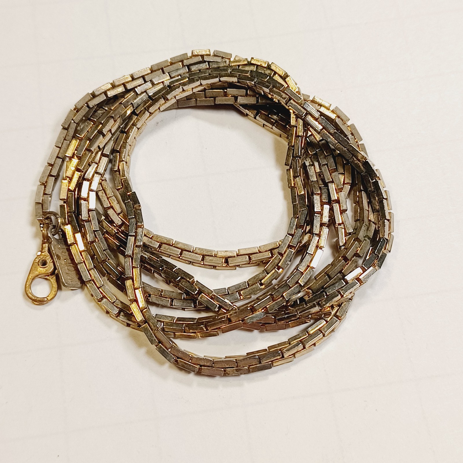 Vintage Monet Gold Tone Venetian Box Chain Necklace Long 31″
