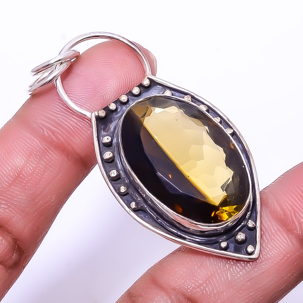 Smokey Designer 925 Sterling Silver Pendant 2.34″, Christmas Gift P16549