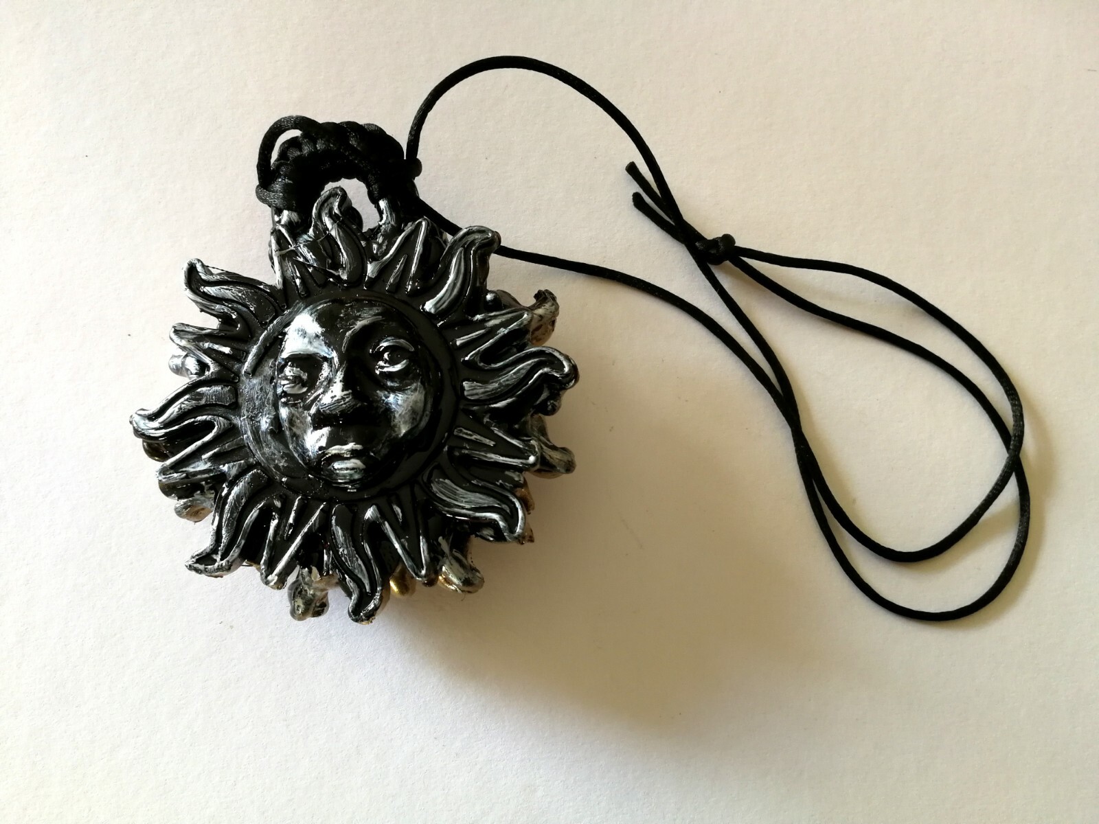 sun pendant black gold talisman amulet necklace wicca pagan collectibles jewelry