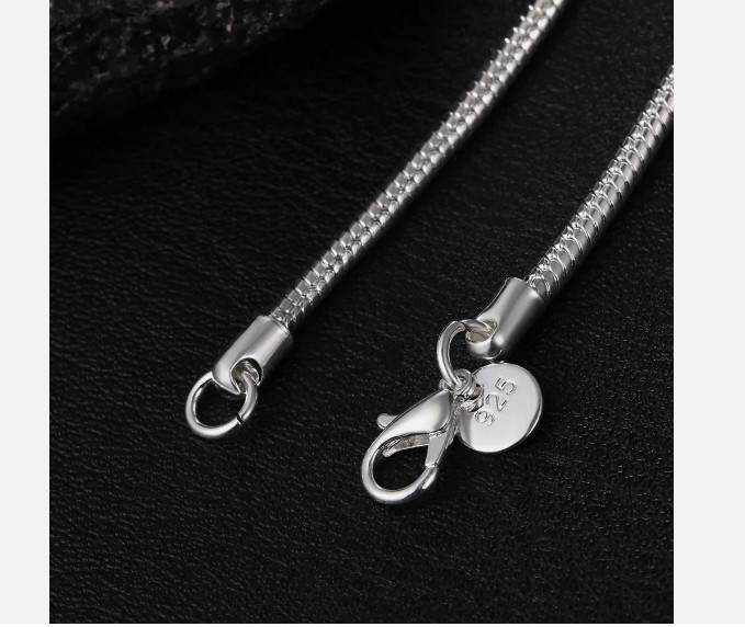 925 Sterling Silver Solid Snake Chain Necklace For Men Women