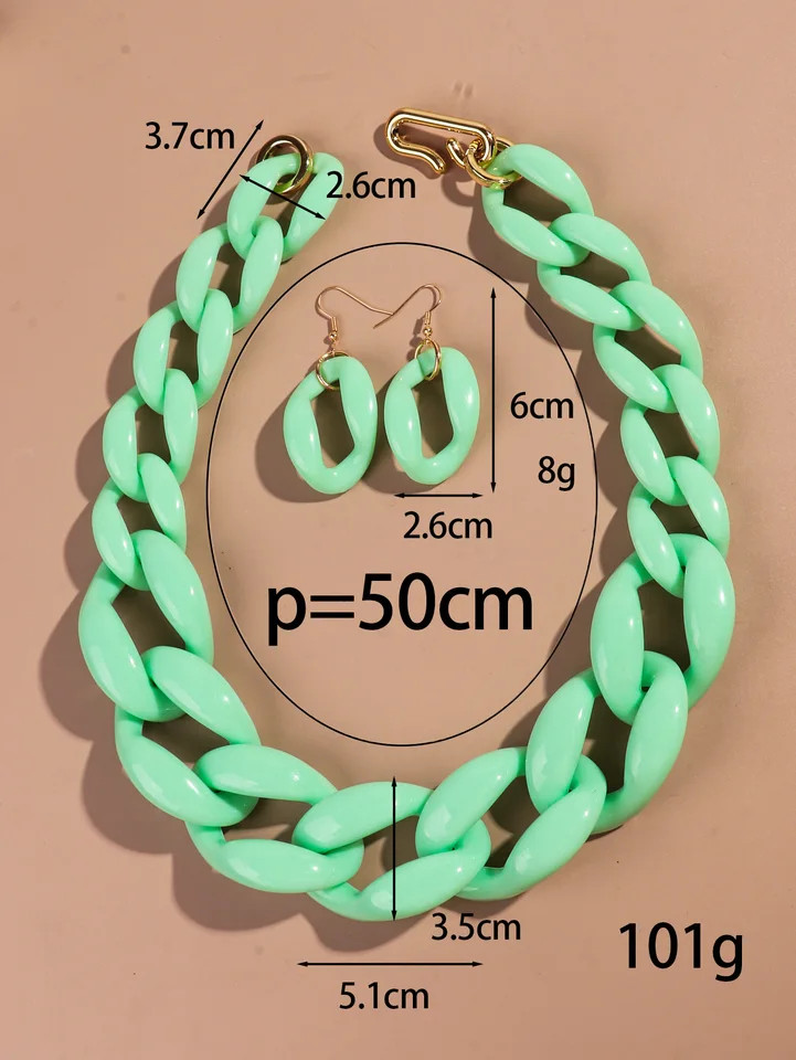Acrylic Link Chain Necklace Chunky Statement 50cm Party Collar Women Jewelry