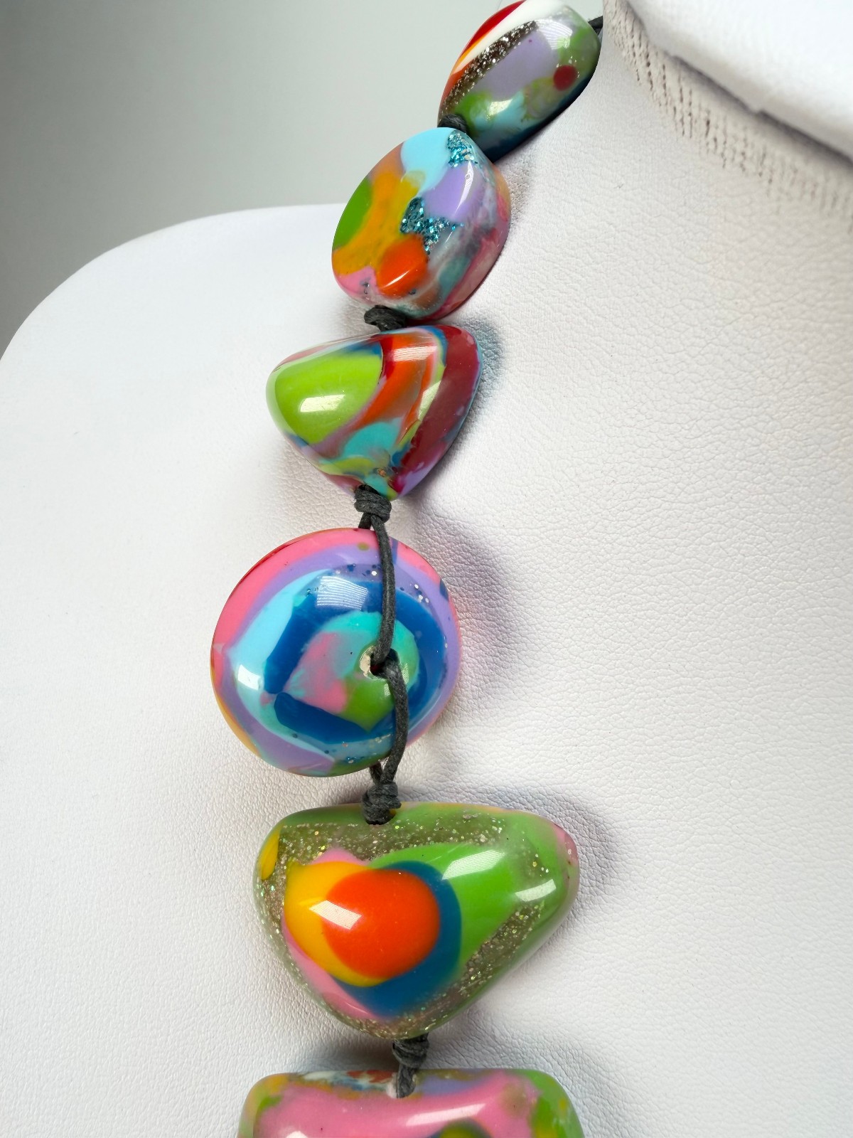 Jackie Brazil “Indiana” Kandinsky Multi-Bead Medium Resin 70cm Necklace (N0033)