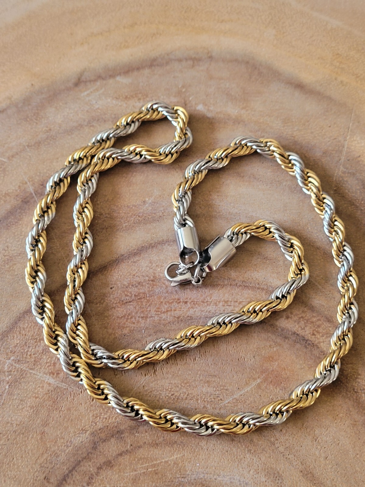 Stainless Steel Rope Chain Necklace Rope Chain Biker Necklace Gold Silver Plated