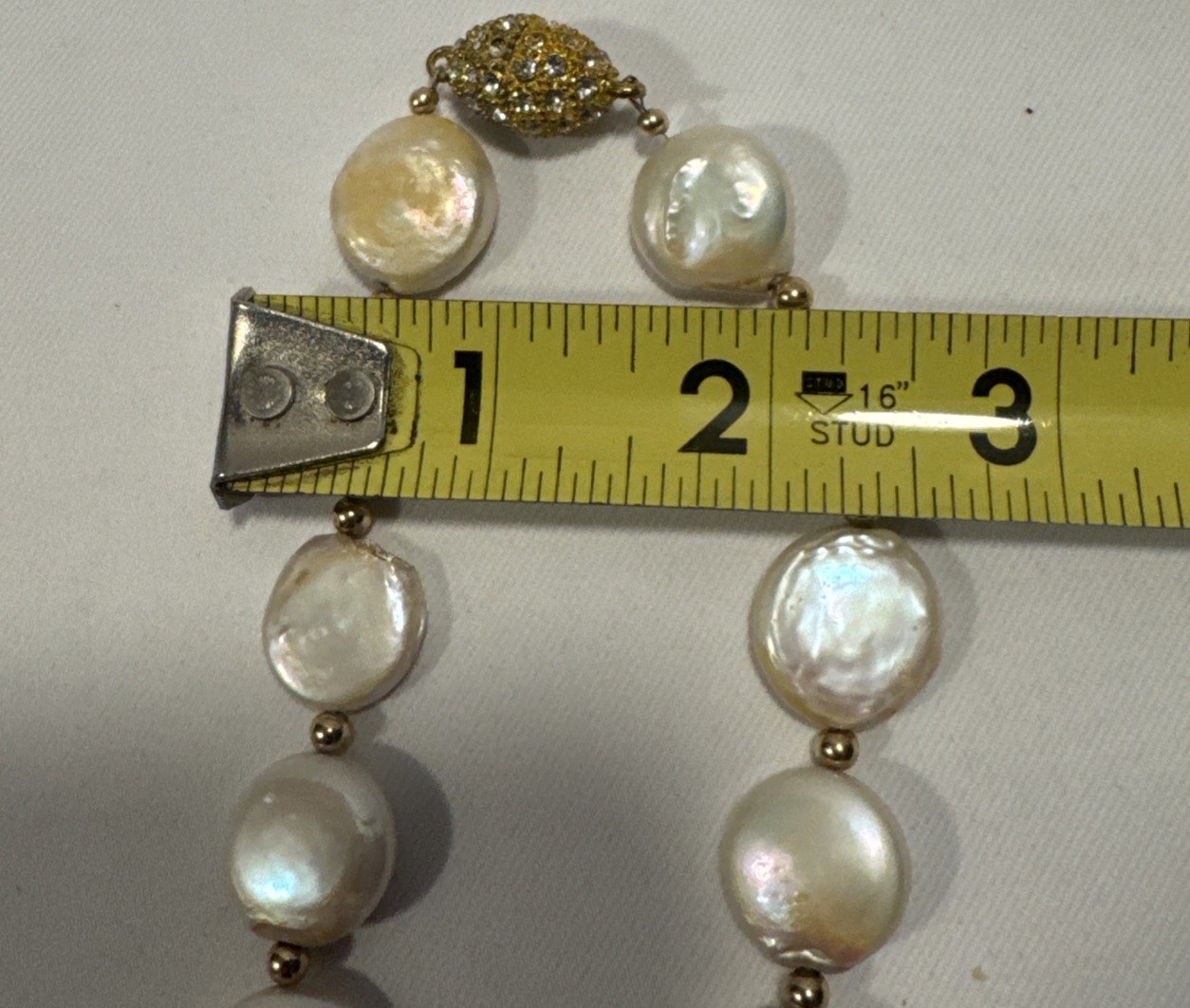 Freshwater Pearl Necklace With Cz Dangle 21” Magnetic Close Great Quality 4 Oz