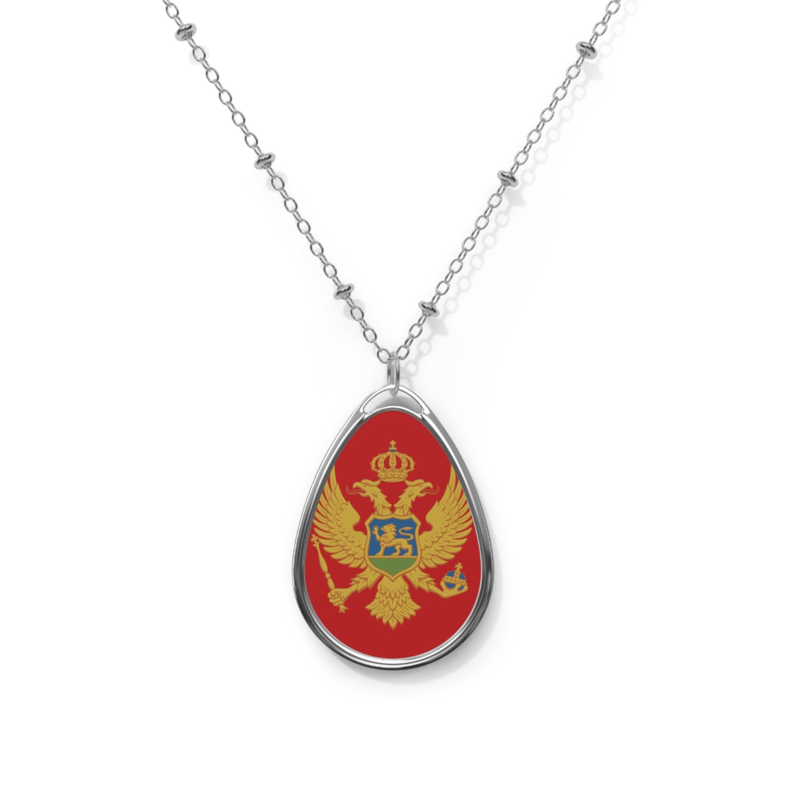 Montenegro Flag Oval Necklace – Montenegrin Heritage Jewelry – One Size /