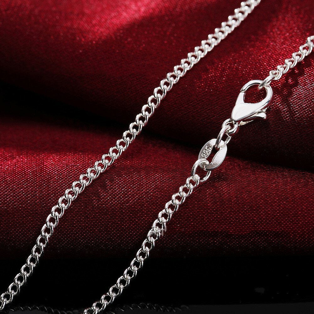 Mens Womens 925 Sterling Silver 2mm width Rolo Curb Link Chain Necklace 16″-30″