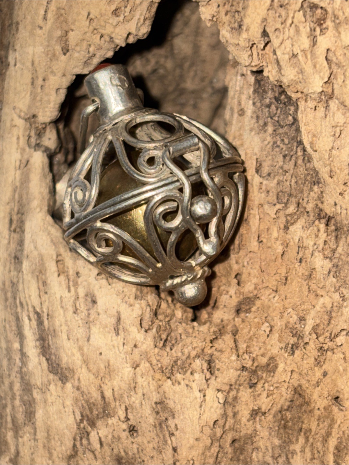 Sterling Silver Harmony Pendant With Brass Ball Chime