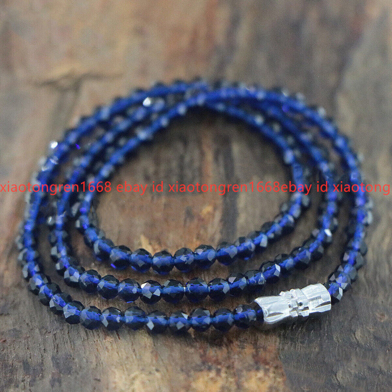 Faceted 3mm Bright Dark Blue Spinel Crystal Round Gems Beads Necklace 16-36”