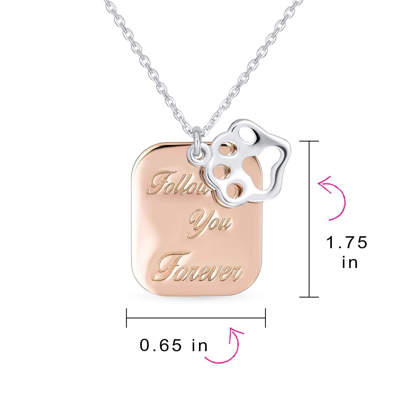 Bling Jewelry Personalized Two Tone Animal Pet Dog Cat Puppy Kitten Follow Yo…