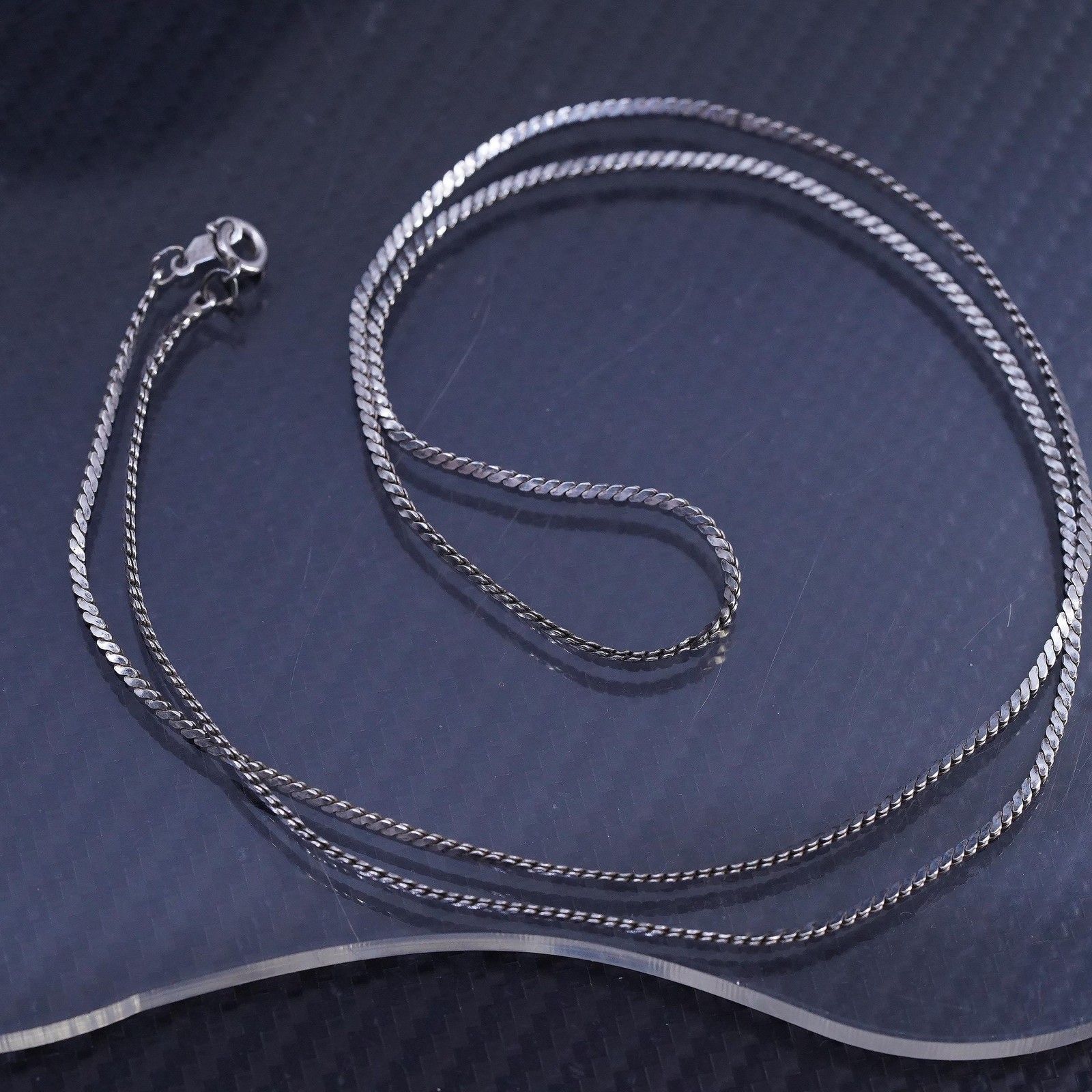 24” 1.6mm, vintage sterling silver 925 handmade flatten s link chain necklace