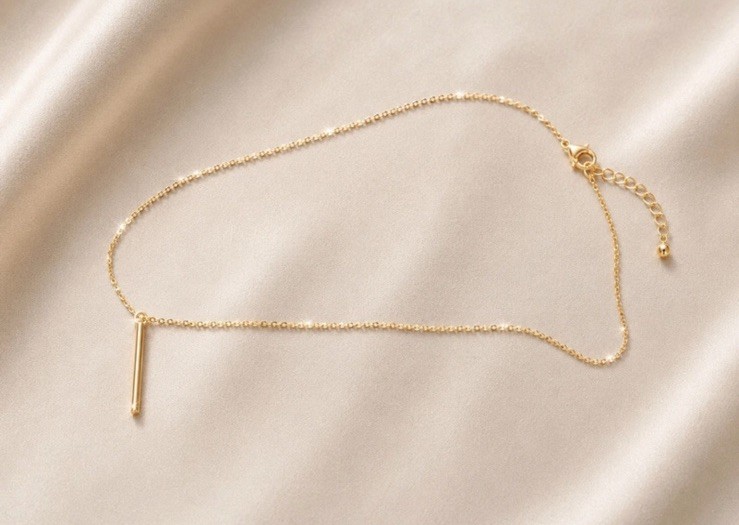 Minimalist Gold-Tone Bar Necklace