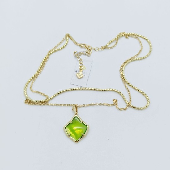 New Kendra Scott Joelle Gold Multi Strand Necklace in Chartreuse Green