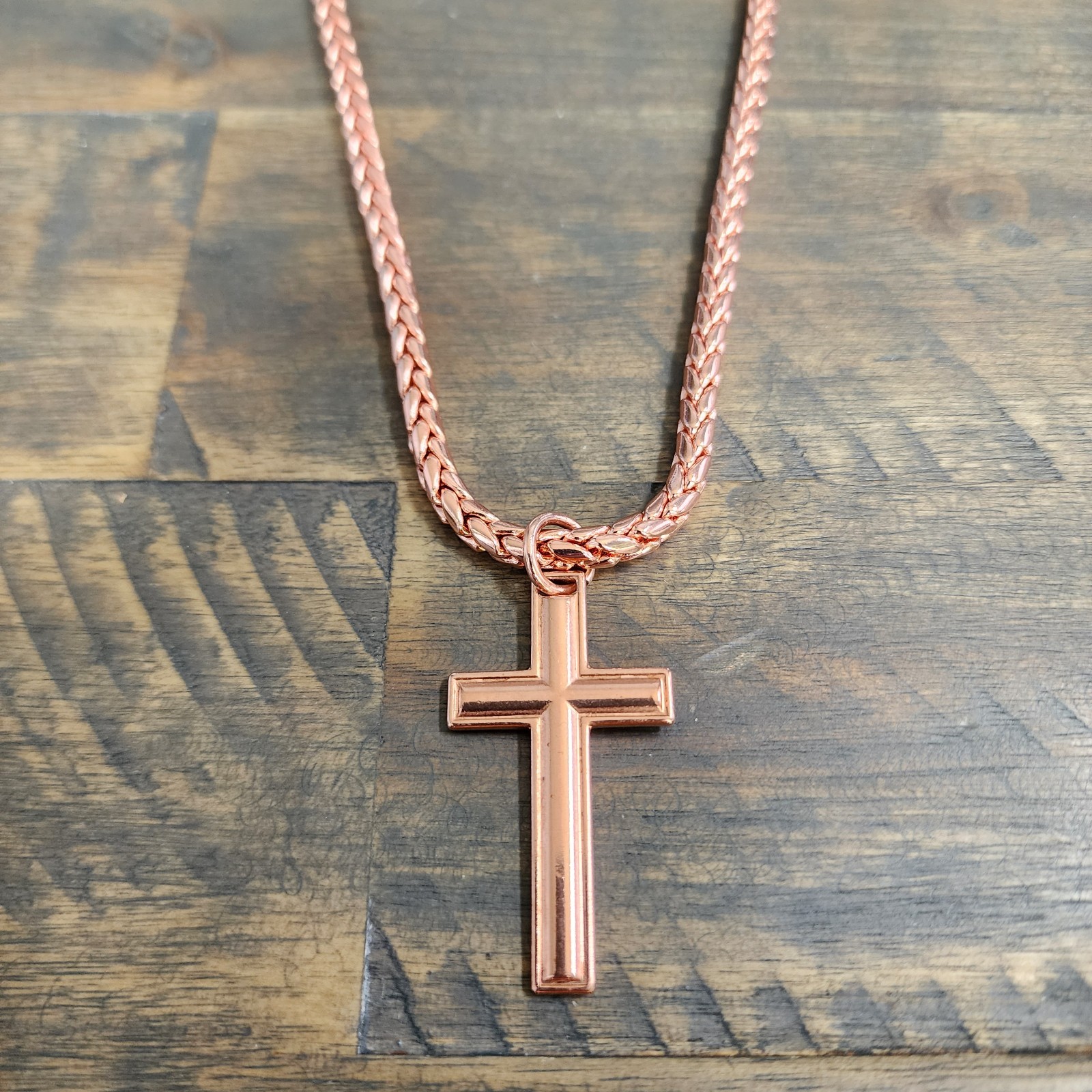 Pure Copper Cross Necklace with Dragon Bone ChainA timeless symbol of faith…