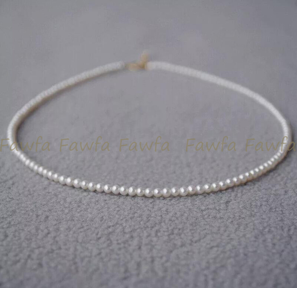 Mini 2-3mm Real Natural White Akoya Pearl Necklace 14-36” 14k Gold Clasp