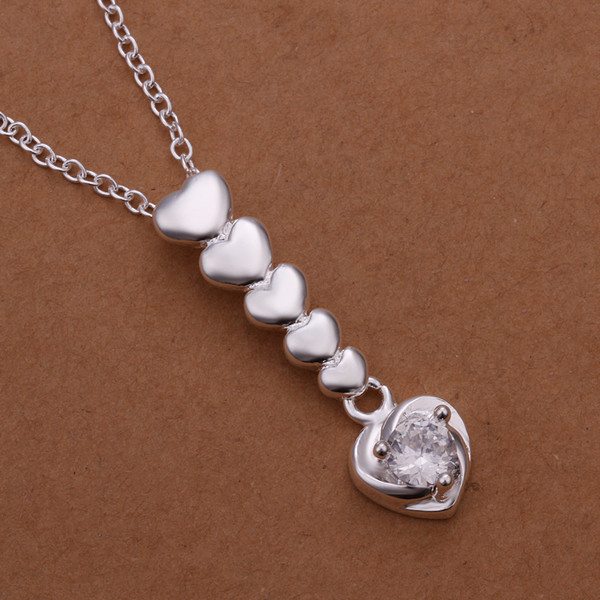 Elegant 925 Sterling Silver Filled SF Heart Cz Pendant Necklace N-A632 Gift