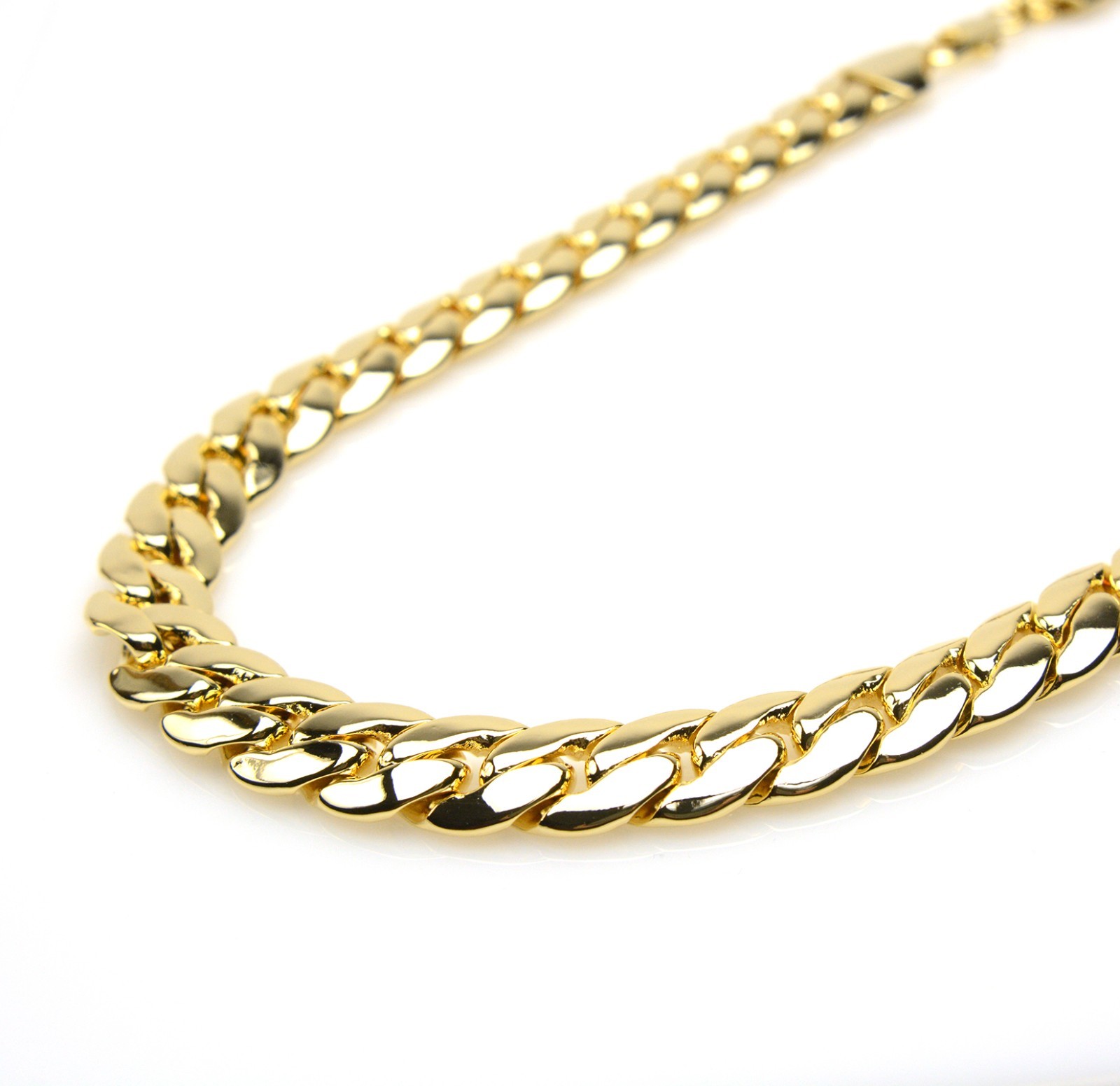 Men’s Heavy 12 mm Solid 14K Gold Plated Miami Cuban Link Chain Necklace 24″