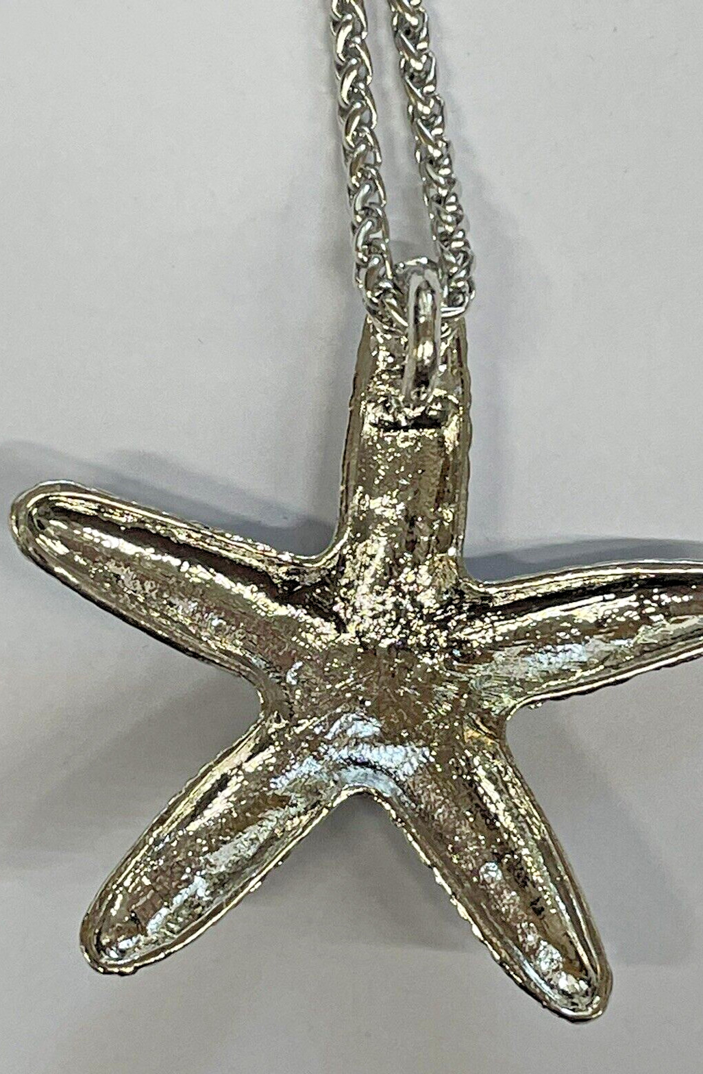STARFISH 2.5″ Silver 24″ Necklace Stainless Coastal Fashion Jewelry Sea Life NEW
