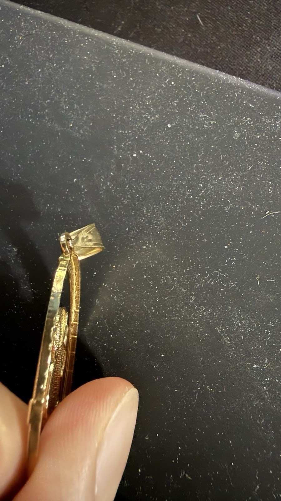 10k Yellow Gold Religious San Judas Pendant With slight bend at top by bail