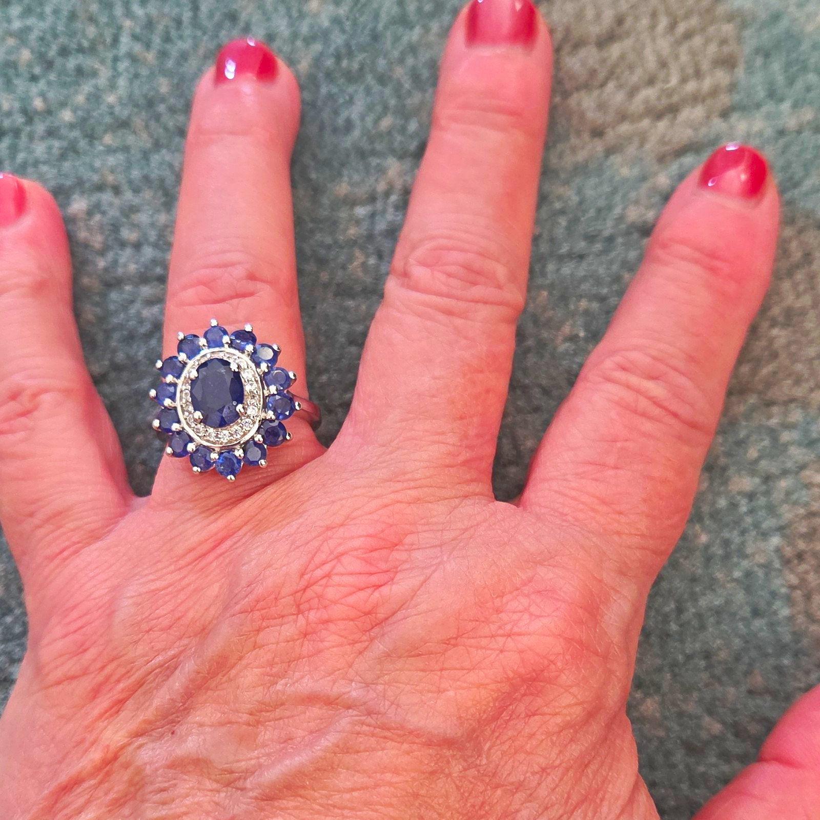 Masoala Sapphire, Zircon PLATINUM BOND. SIZE 6 4.70 CTW .