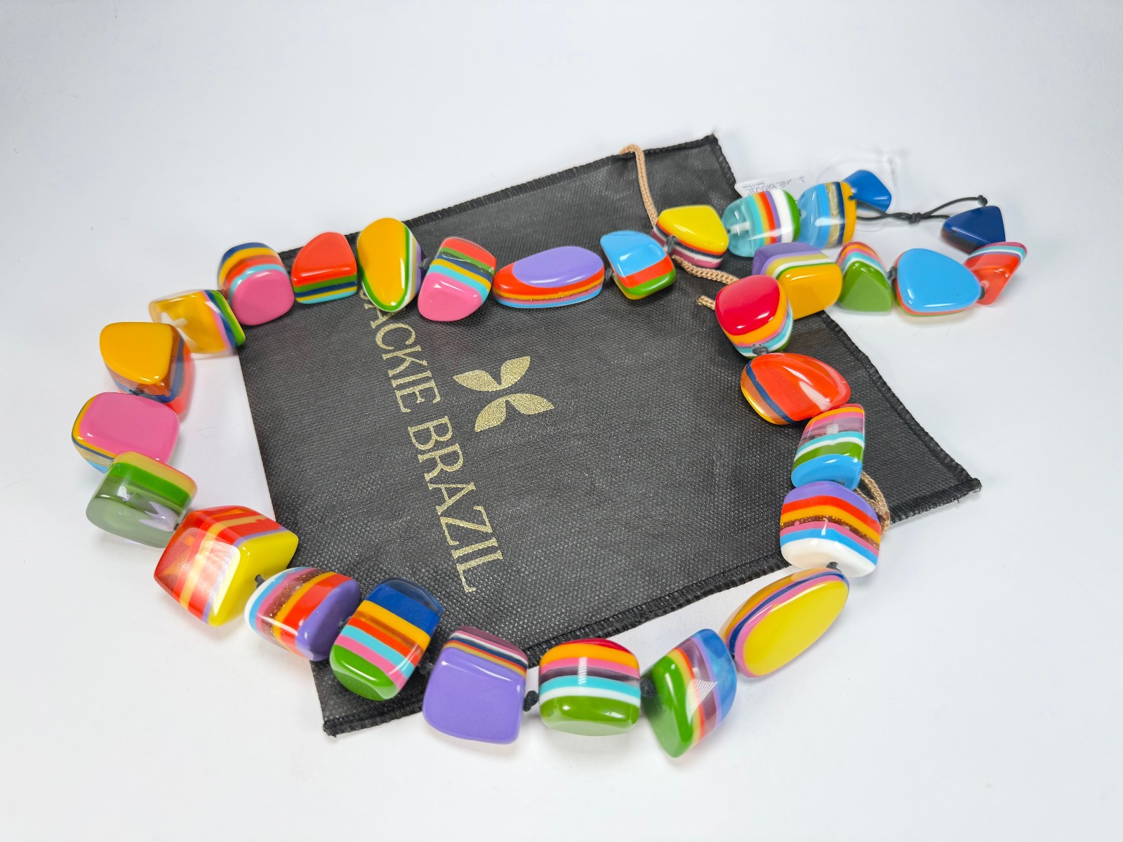 Jackie Brazil “Mix Colours” Large Stones Long 75cm Resin Necklace ( N0425 )