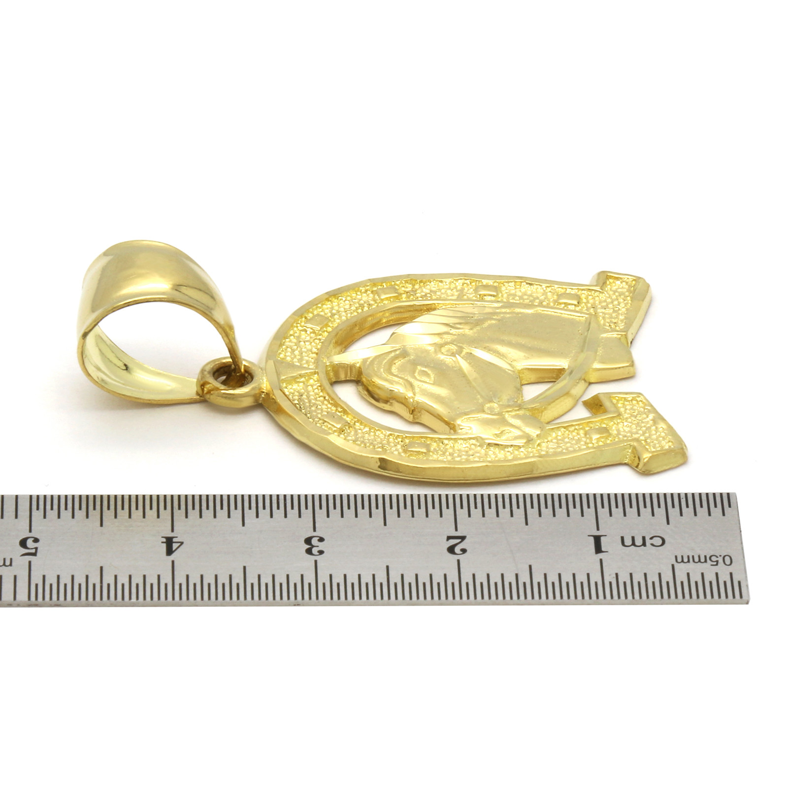 Men’s 18k Gold Plated Horseshoe Hip-Hop Pendant 6mm Cuban Chain Necklace