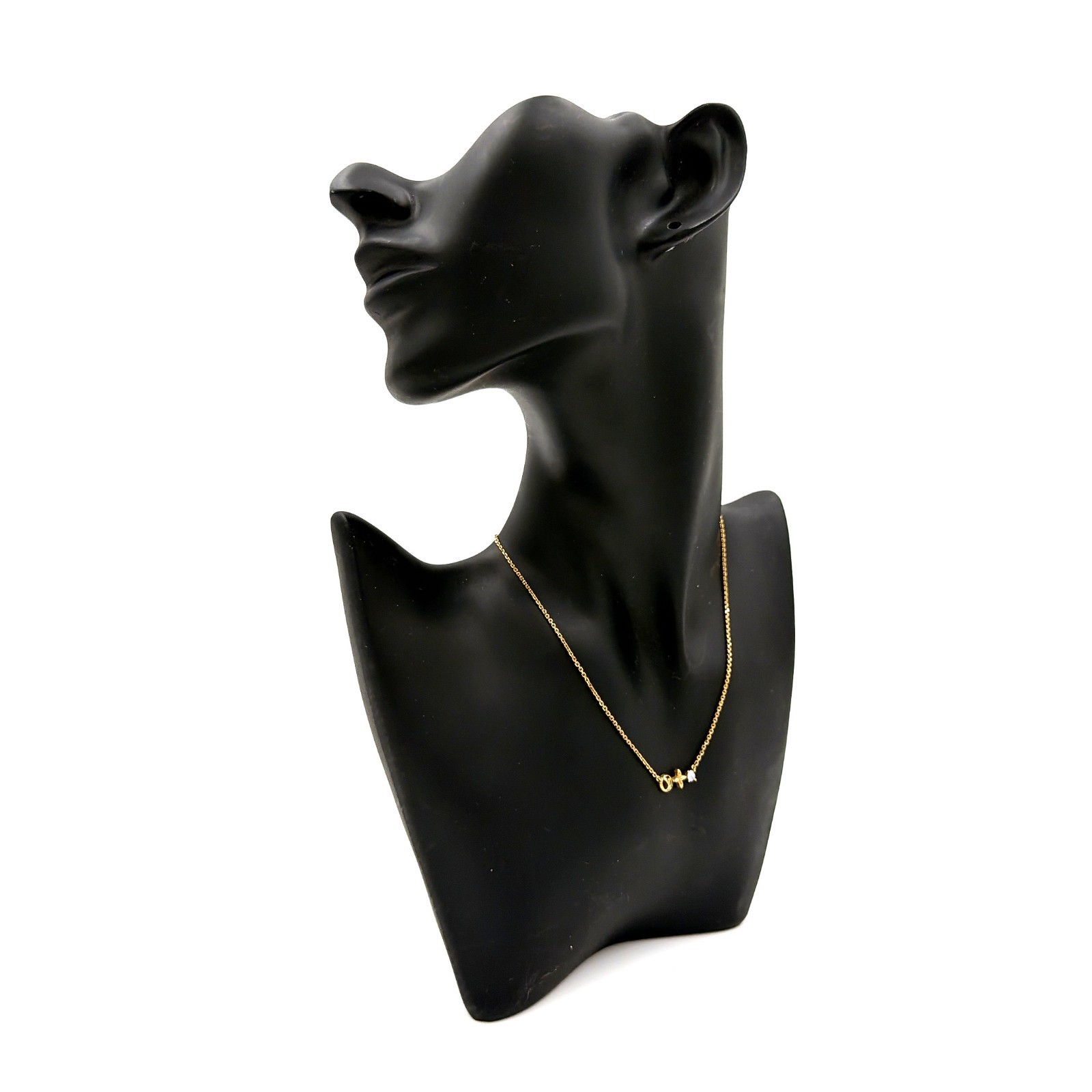 Louis Vuitton M00368 Collier Petit Louis Necklace Logo Crystal Gold Tone Italy