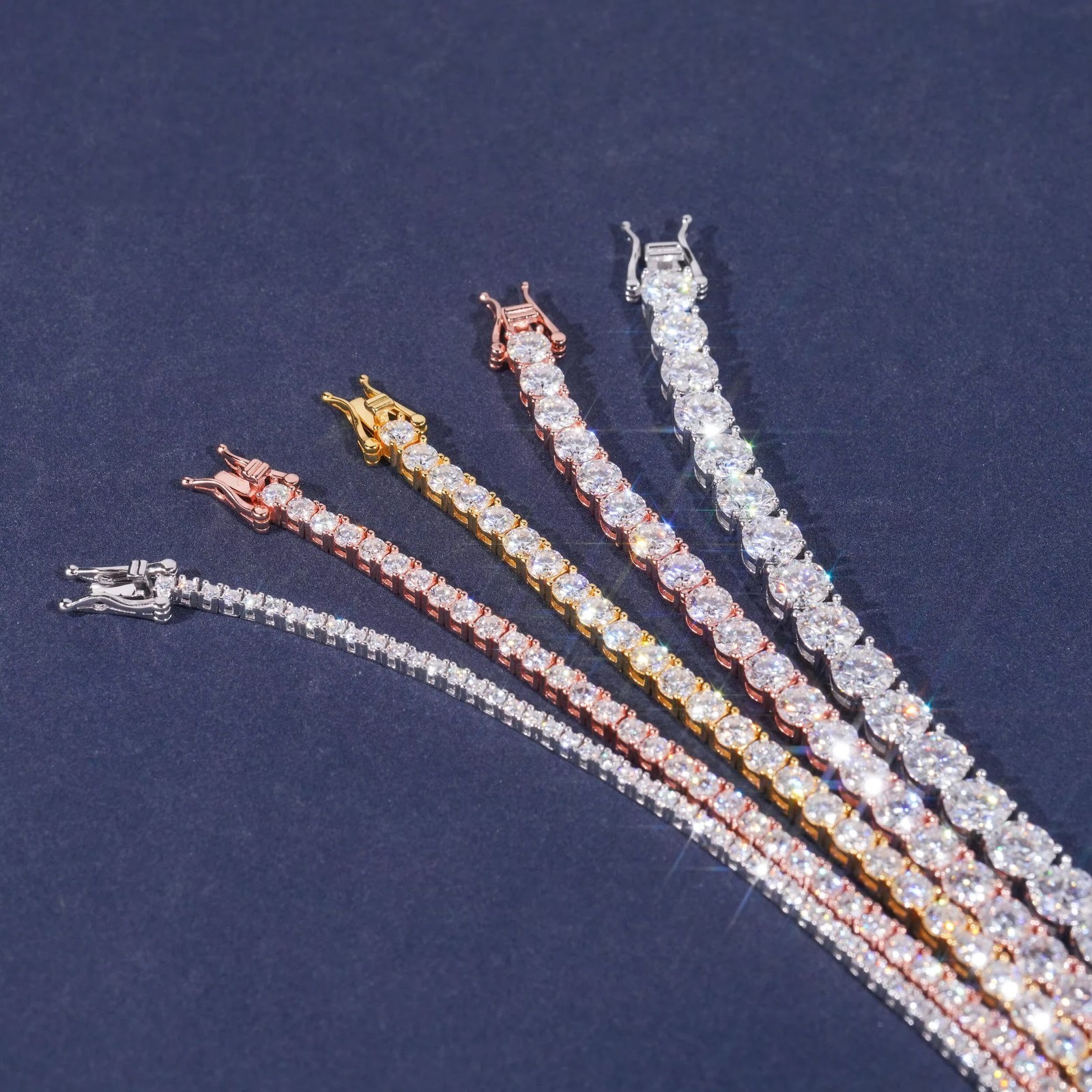 2-6.5mm VVS1 Moissanite Tennis Chain Necklace – 925 Sterling Silver Pass Tester