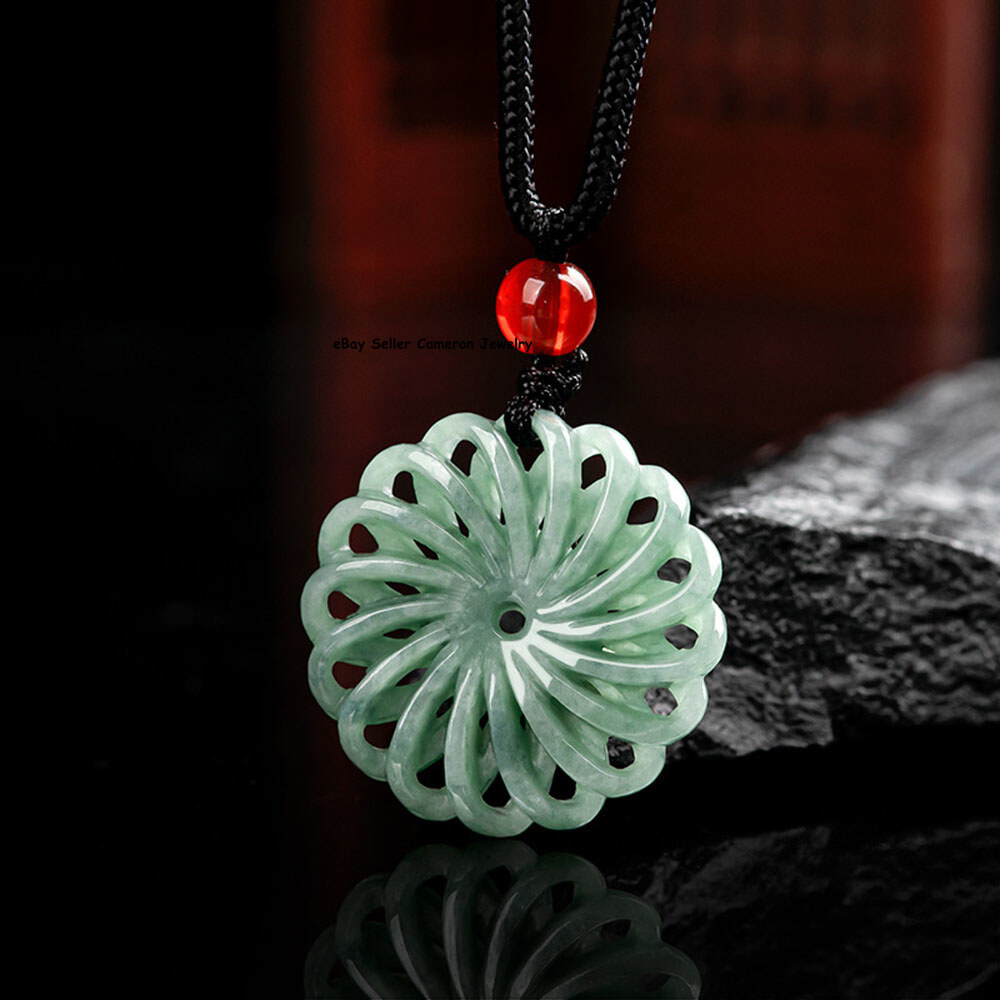 Real Grade A 100% Natural Green Jade Jadeite Women Lucky Circle Pendant