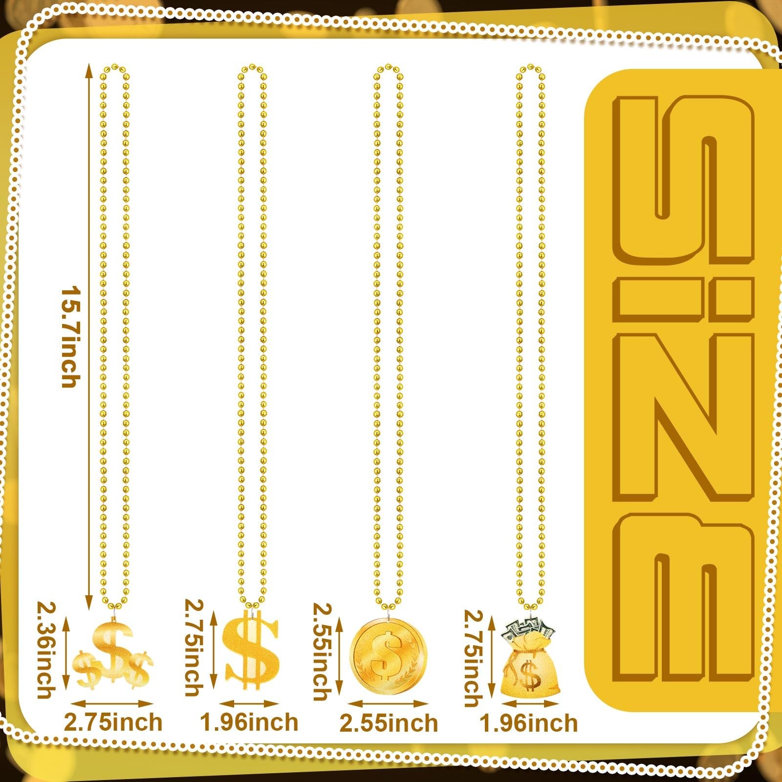 Otuuz 36 Pcs Gold Dollar Sign about 31.5 inches/ 80 cm in circumference, gold