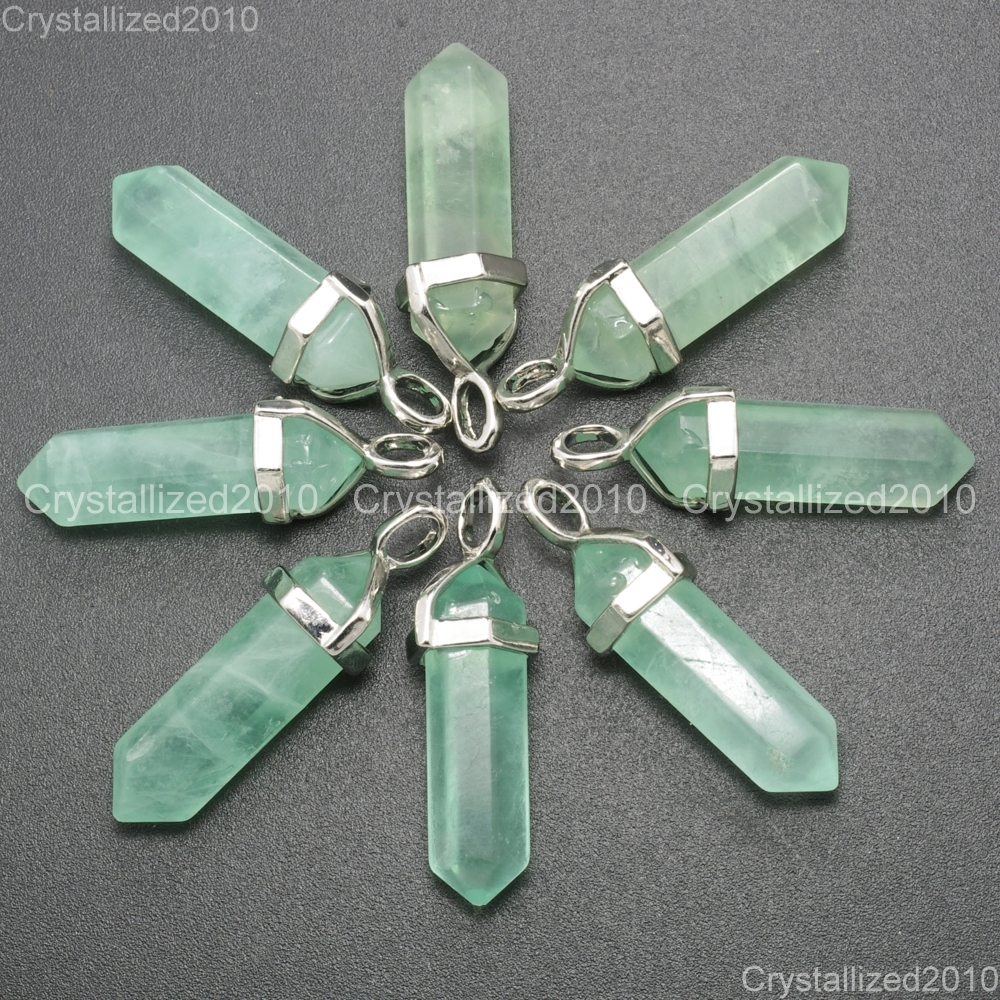 Natural Gemstones Hexagonal Pointed Reiki Chakra Healing Pendant Necklaces Beads