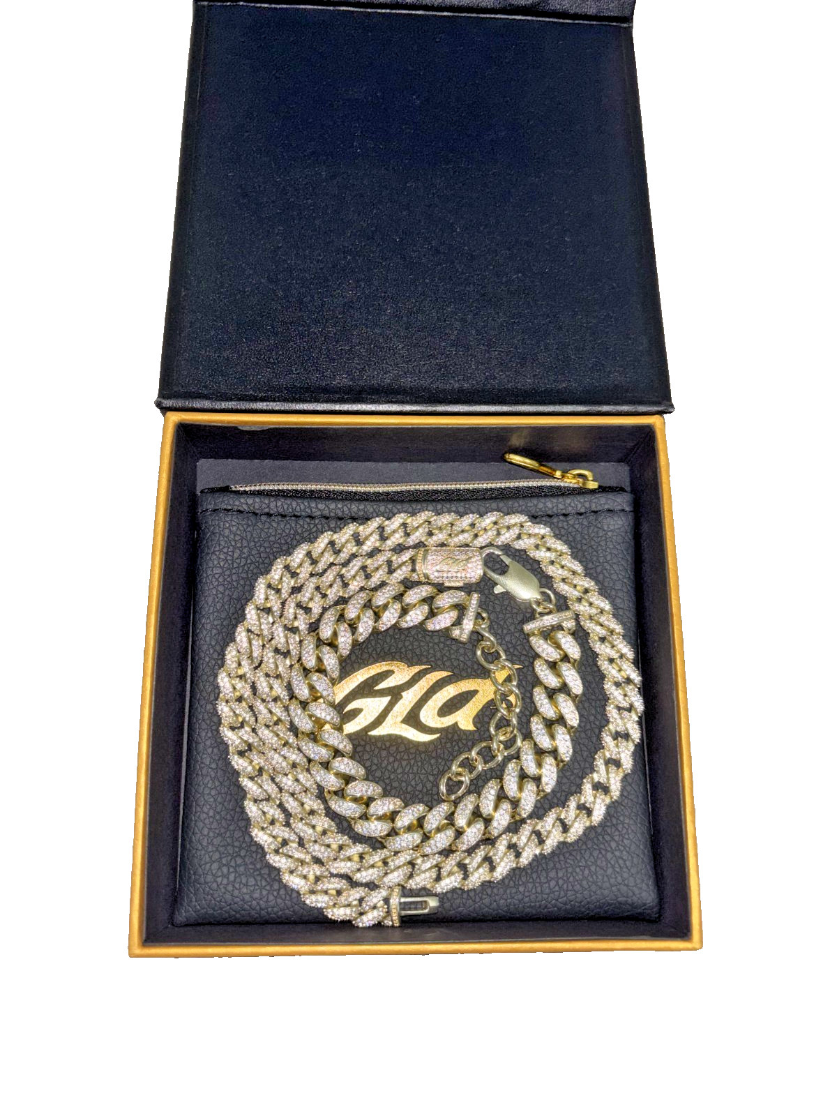GLD 18″ 8.5mm CZ Cuban Link Necklace & 12-16″ 12mm Choker Yellow Gold Bundle