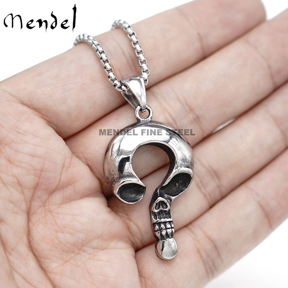 MENDEL Stainless Steel Cool Mens Boys Womens Fun Gothic Skull Pendant Necklace
