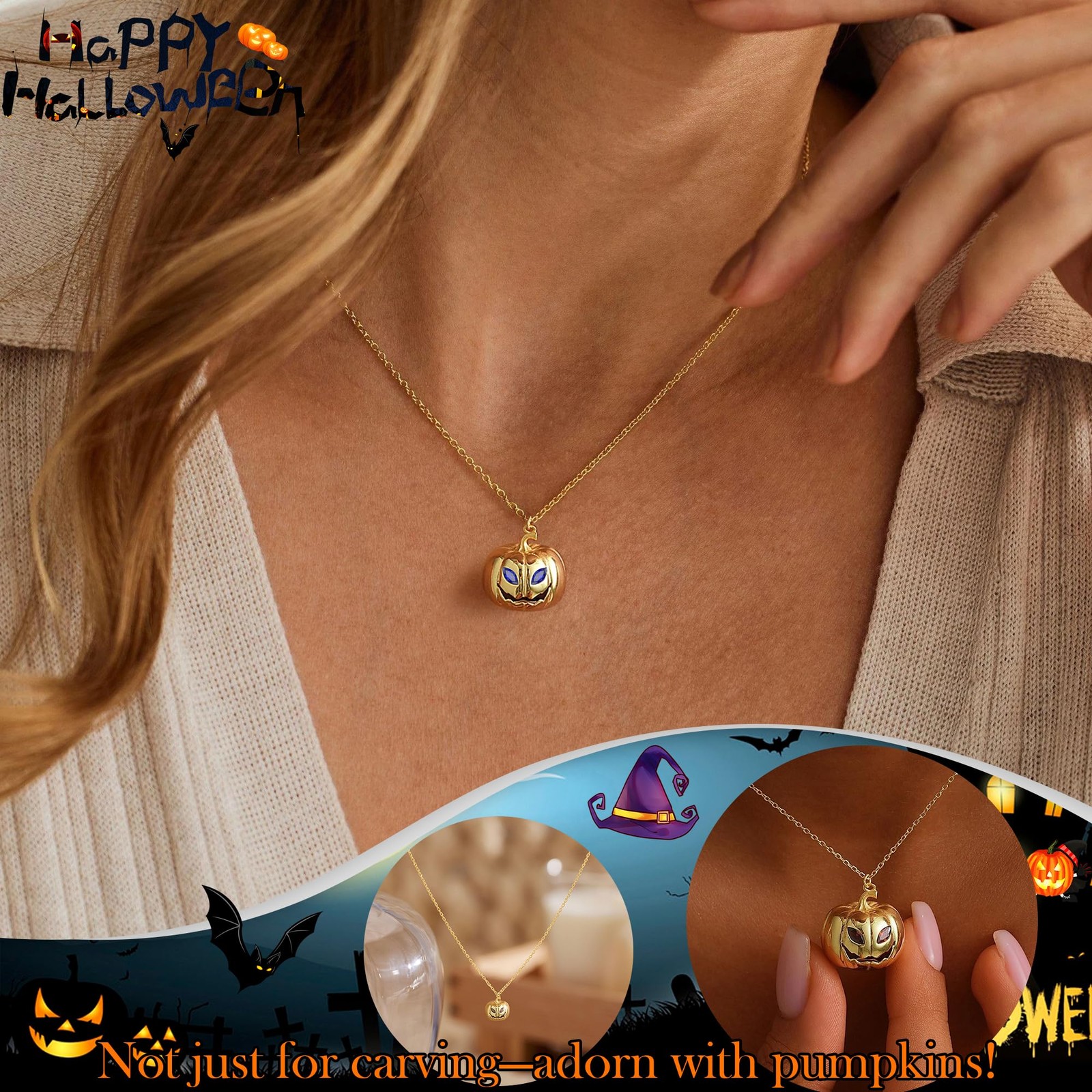 Halloween Gifts for Adults, Halloween Basket Stuffers Pumpkin Necklaces for W…