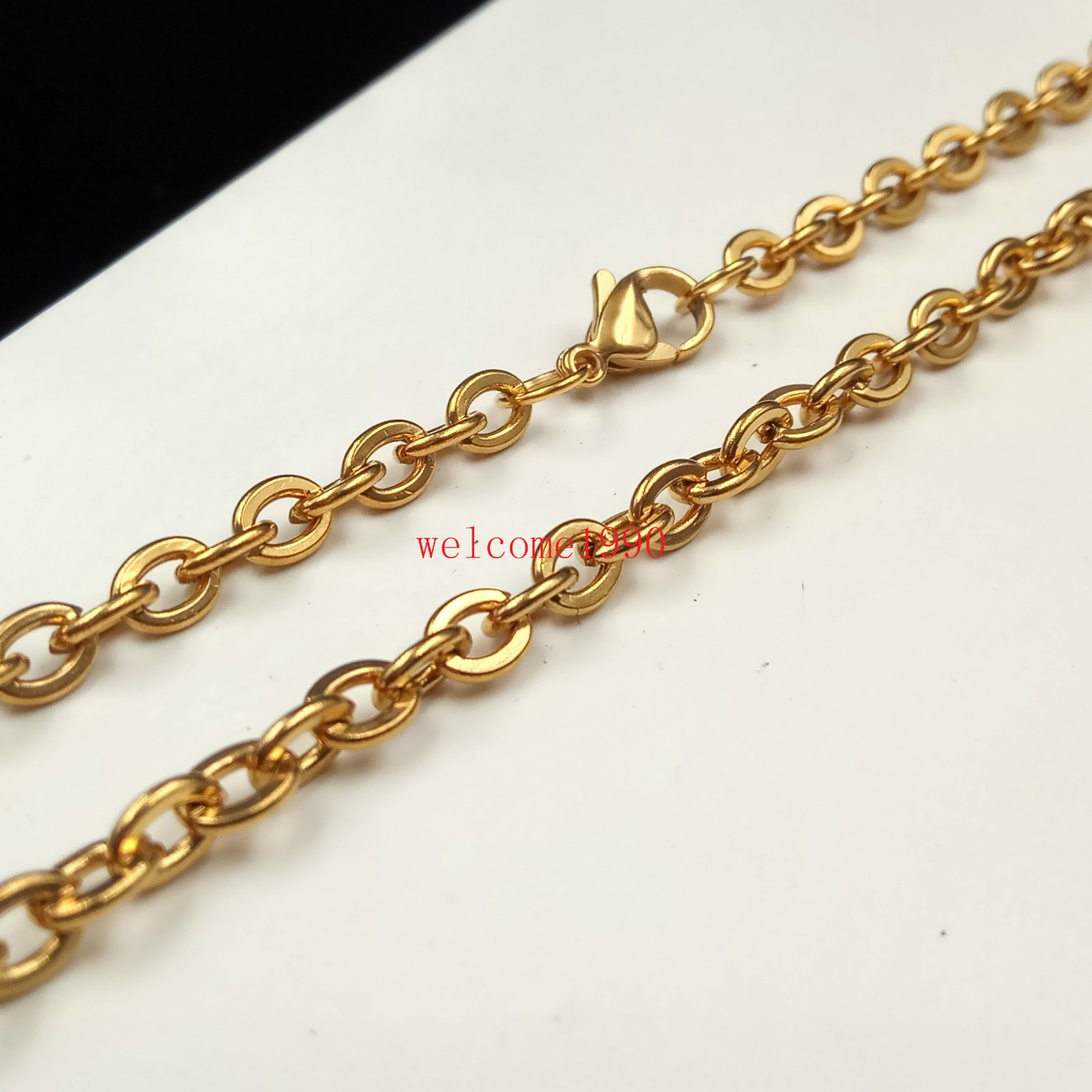 18-28′ Fashion Women Gold Stainless steel joint Link Chain Necklace strong 2.4mm