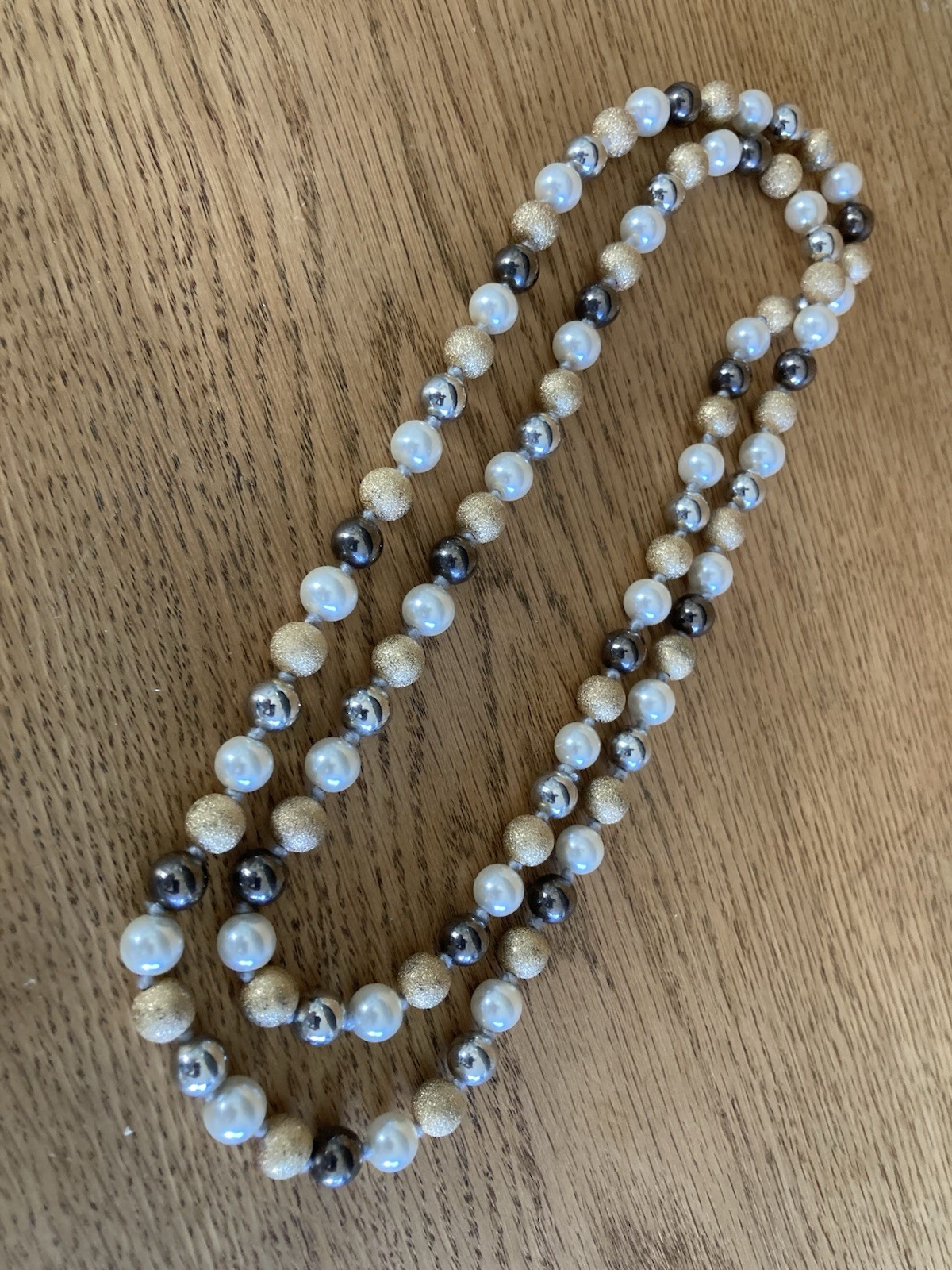Vintage Genuine Pearls Crystal Beads Knotted Double Strands Necklace $300 New