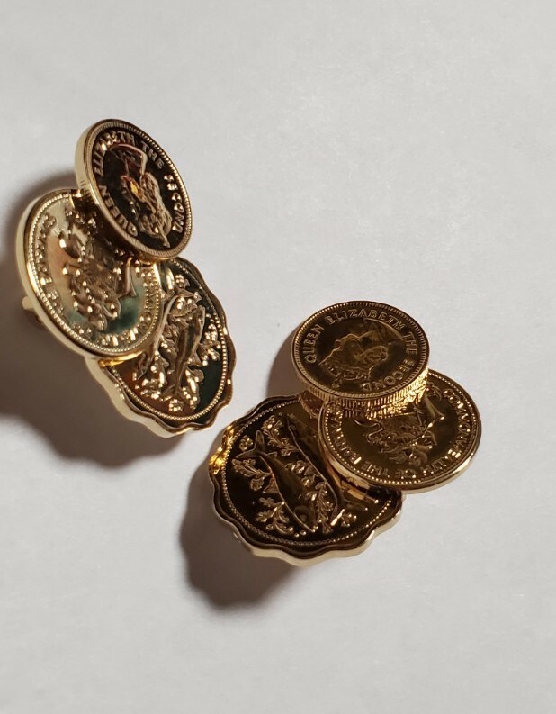 Goldtone Coin Cluster Earrings Great Britain